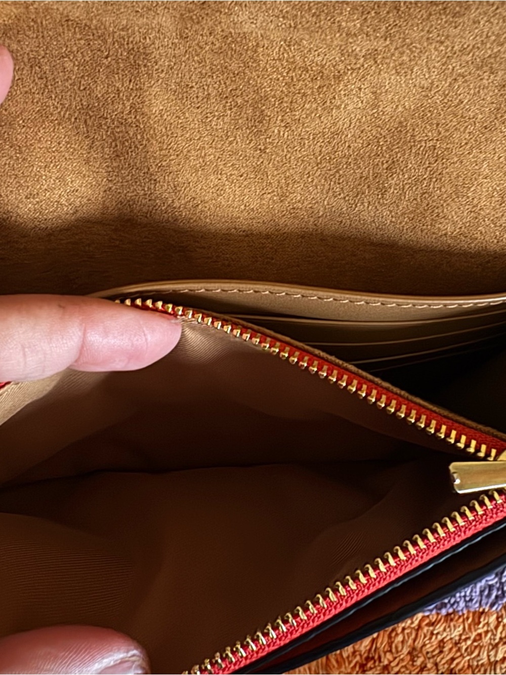 Coach Georgie Red and Black ColorBlock Leather Crossbody with Gold Chain - Picture 12 of 12